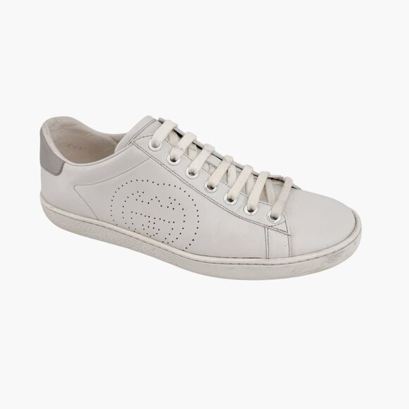 Gucci Interlocking GG Ace Sneakers Size 37 US 7 White Leather Low Top Logo Shoe - Picture 8 of 13